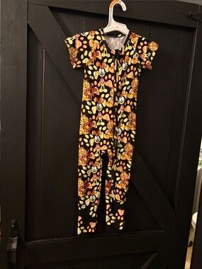 BAMBOO Black Floral & Character Zip One-Piece